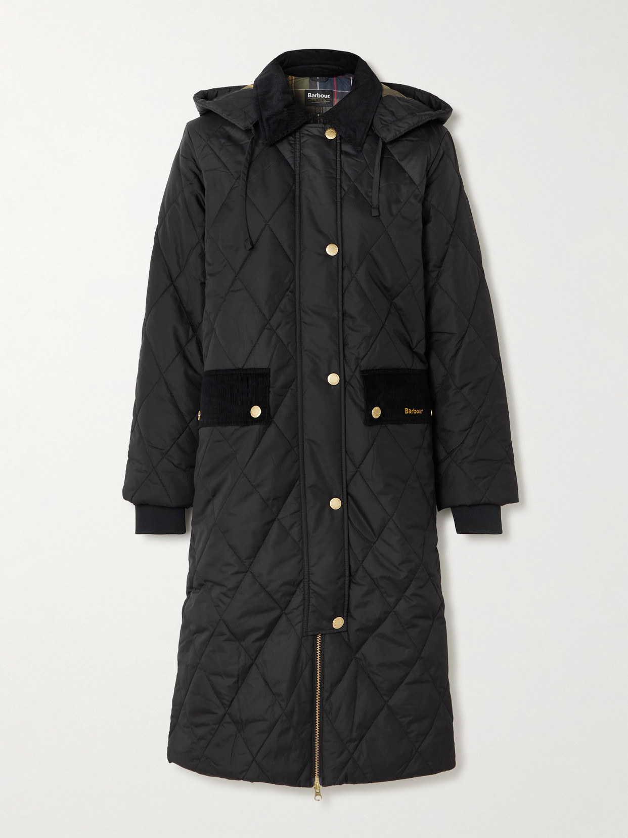 Meredith Hooded Corduroy-Trimmed Quilted Jacket
