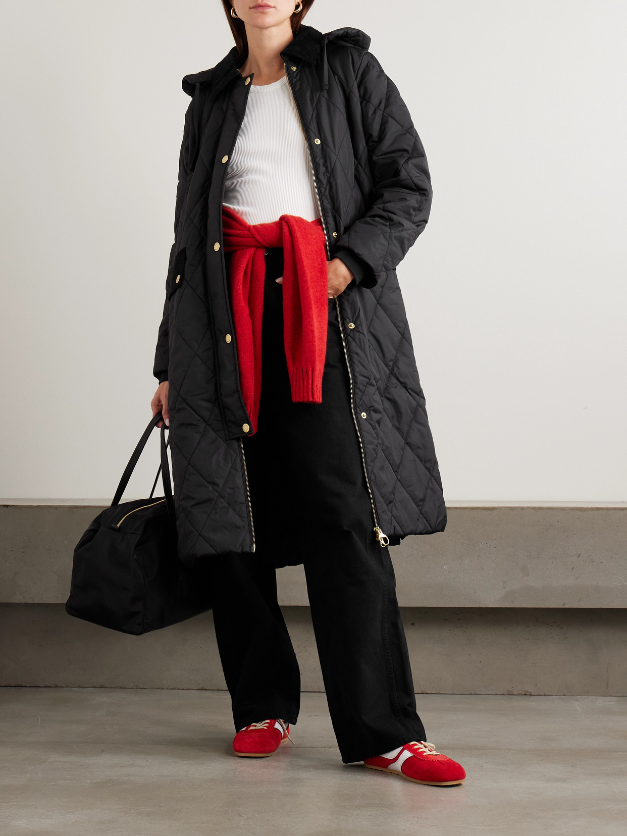Meredith Hooded Corduroy-Trimmed Quilted Jacket