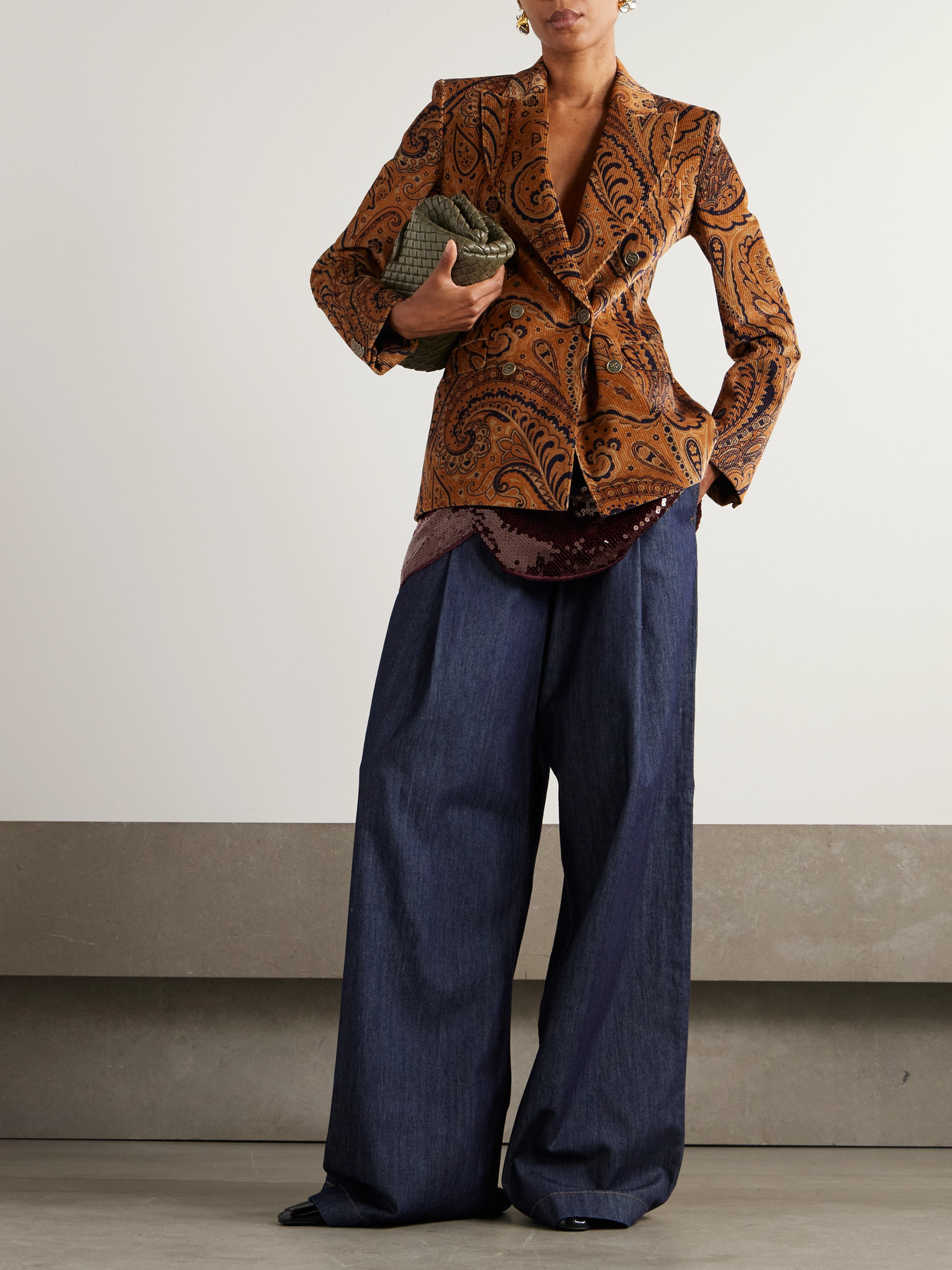 Pleated Wide- Leg