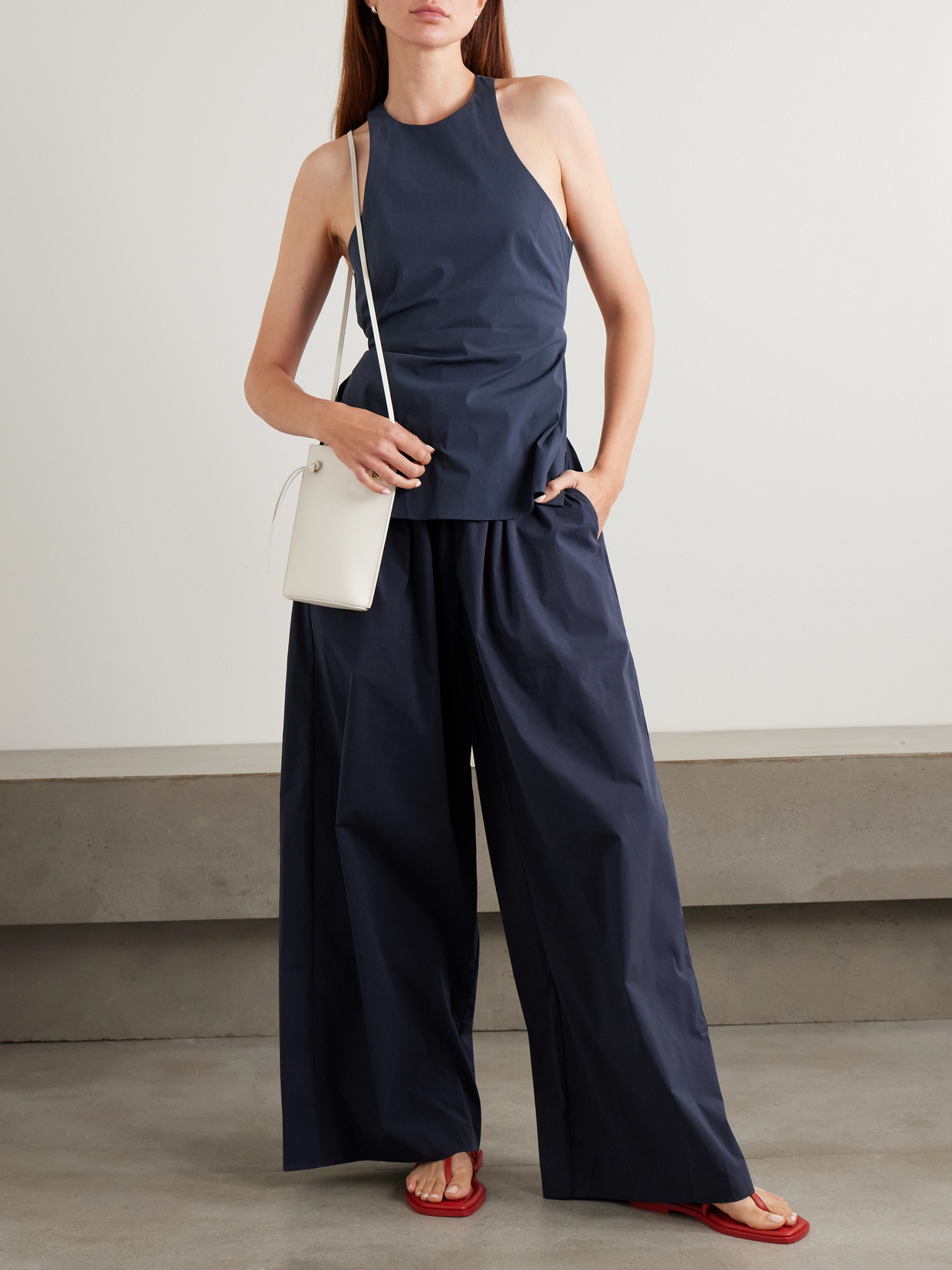 Open-Back Cotton-Blend Poplin Tank