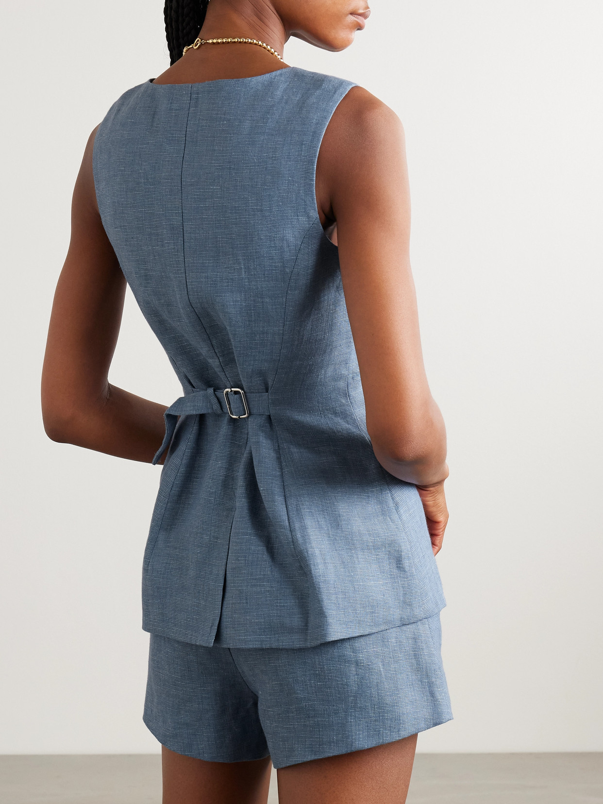 Thea Double-Breasted Linen Vest