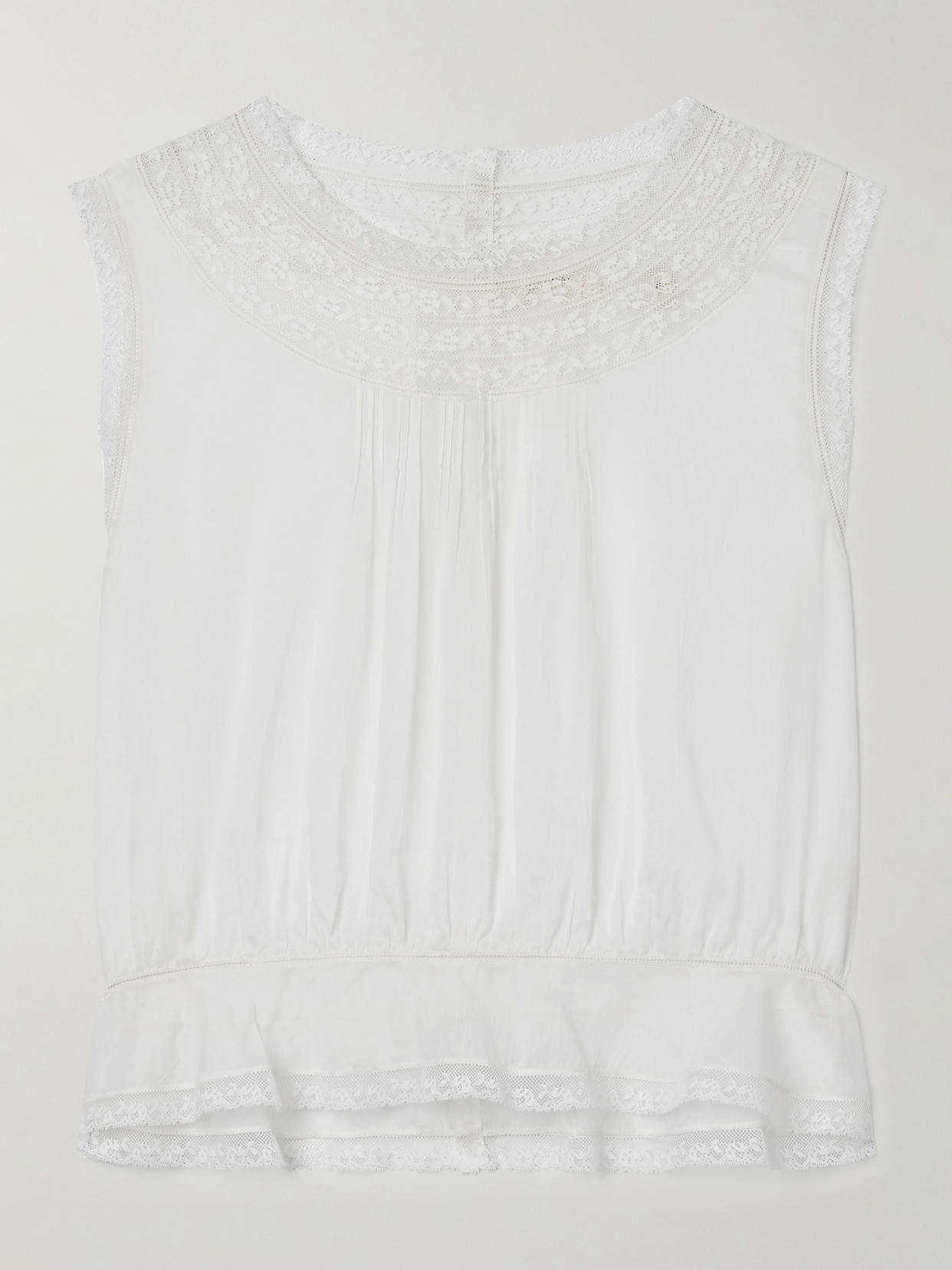 Dôen - Lilibet Lace-Trimmed Pintucked Organic Cotton-Voile Top