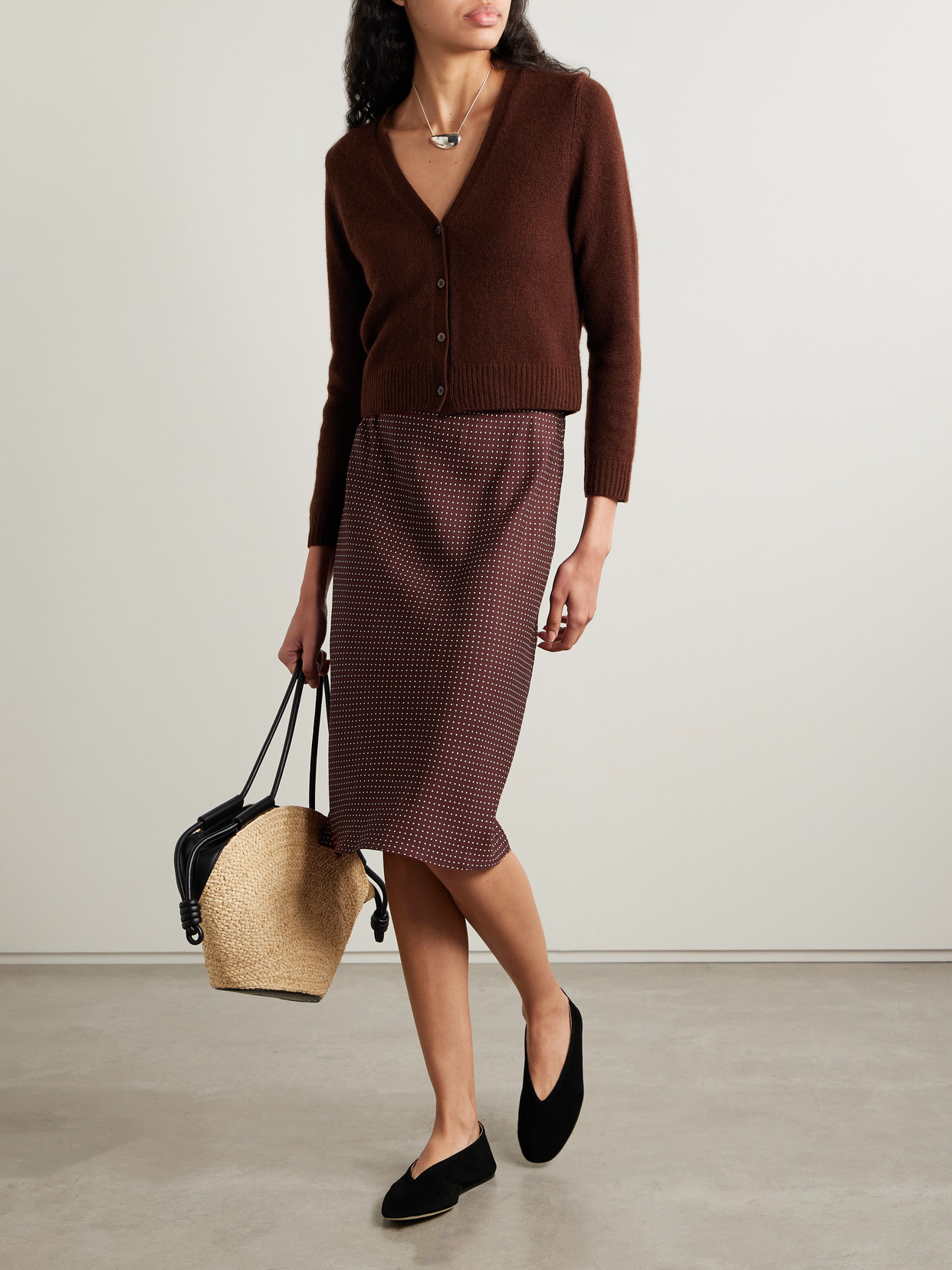 Dôen - Elowette Polka-Dot Silk-Blend Twill Midi