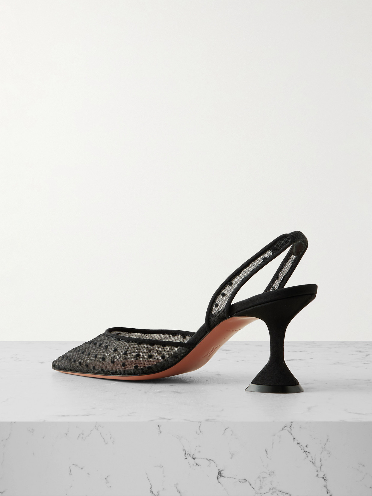 Holli Leather-Trimmed Flocked Polka-Dot Slingback