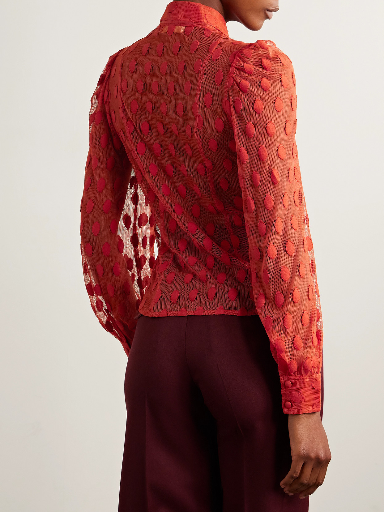 Soraya Tie-Neck Fil Coupé Blouse