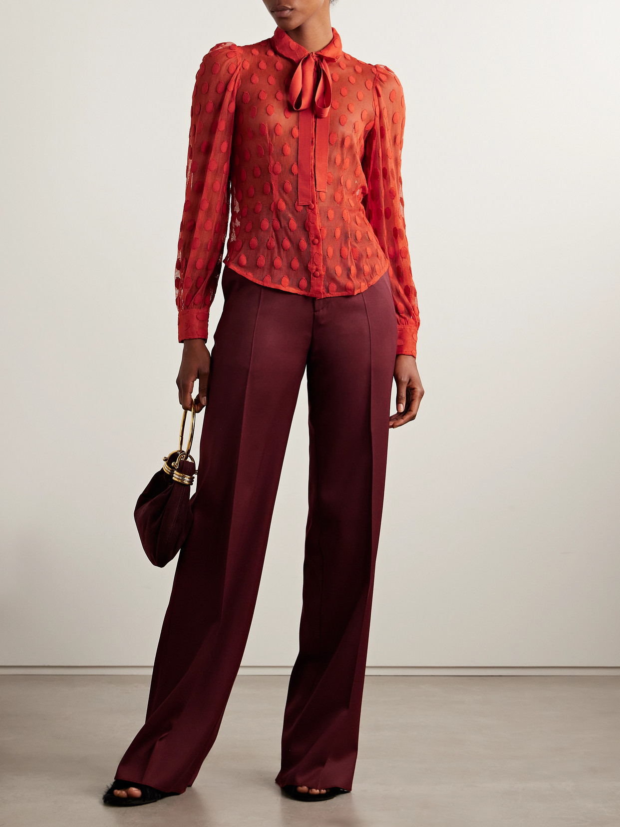 Soraya Tie-Neck Fil Coupé Blouse