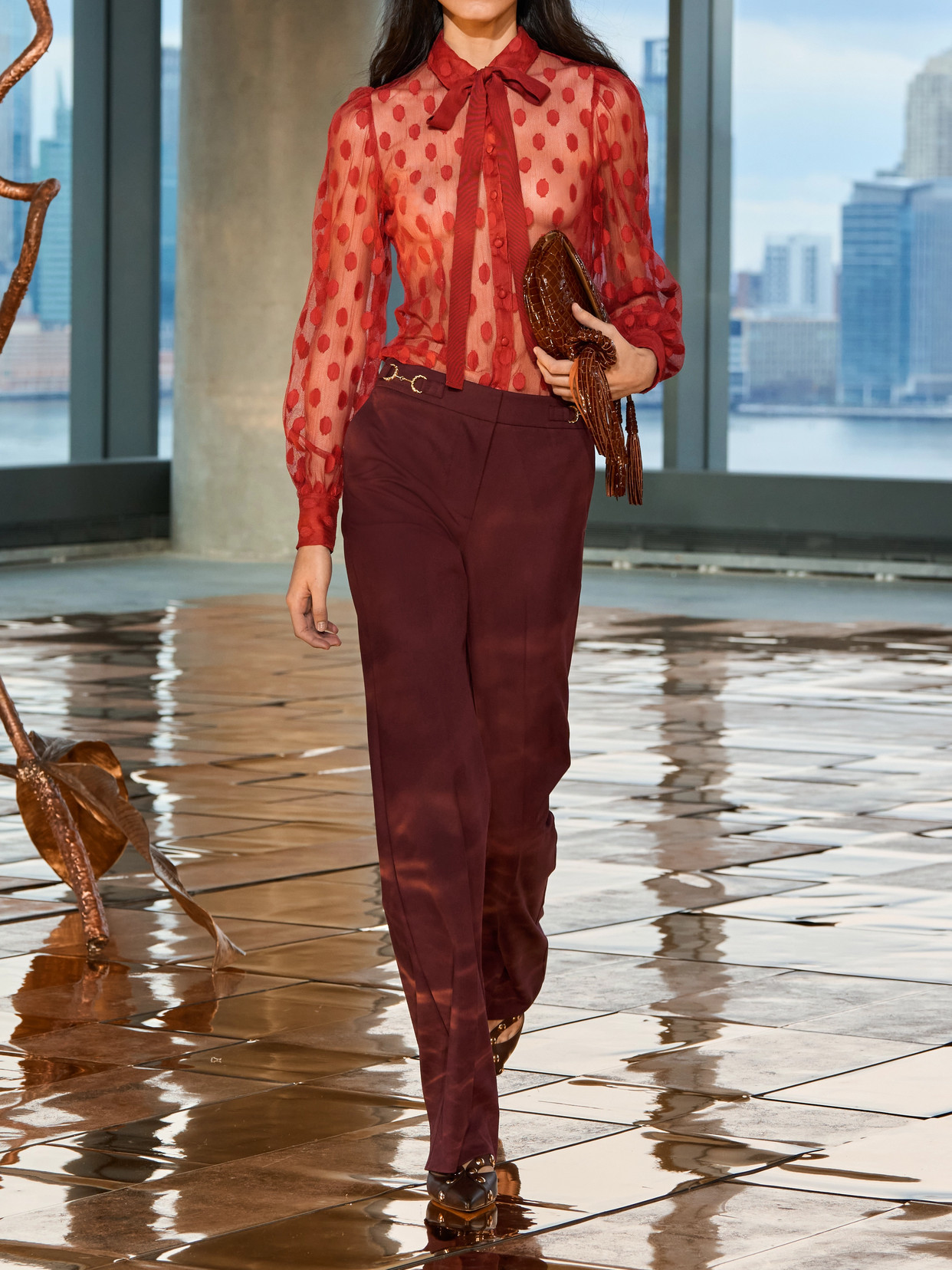 Soraya Tie-Neck Fil Coupé Blouse