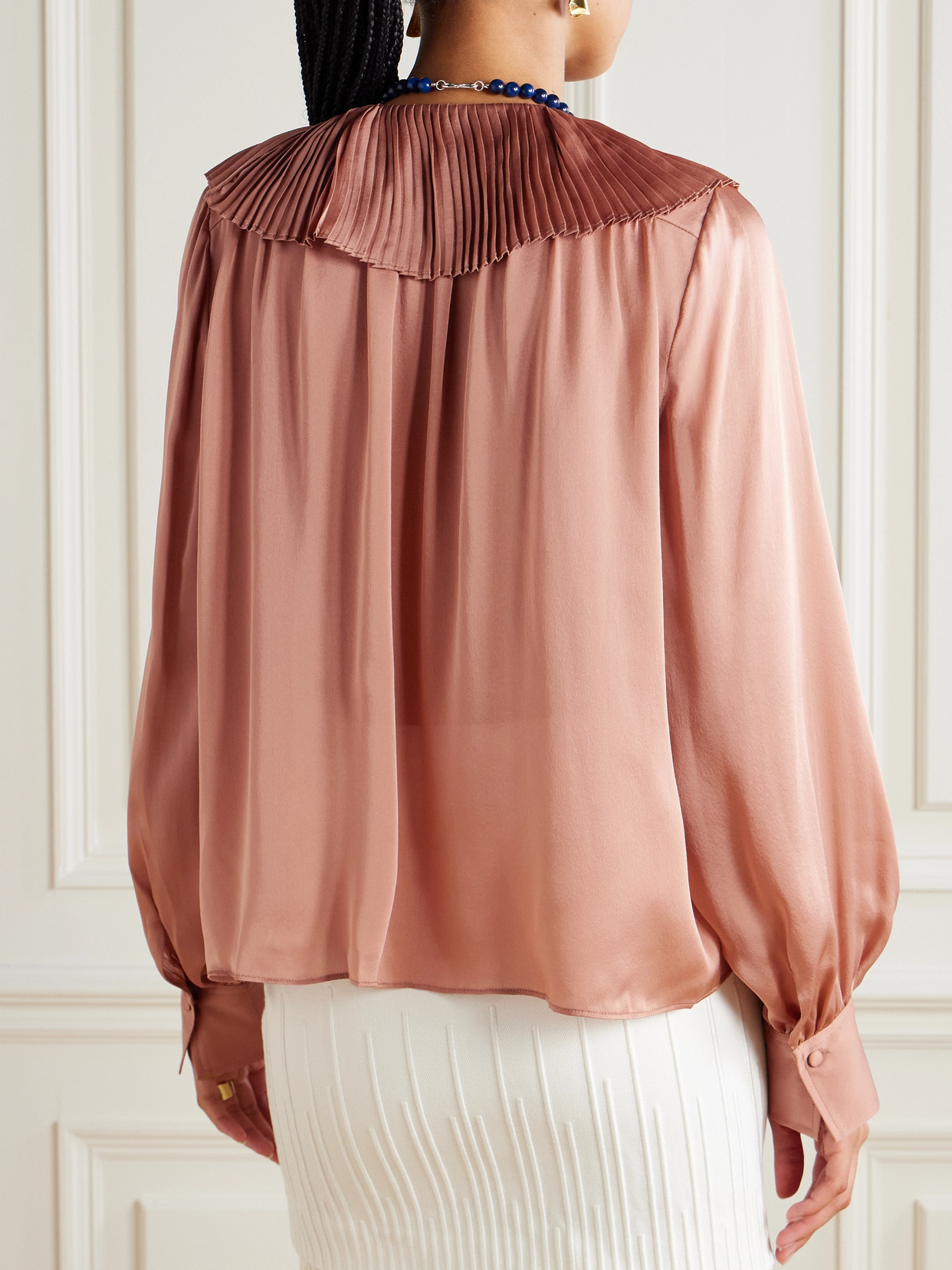 Pleated Silk-Satin Blouse