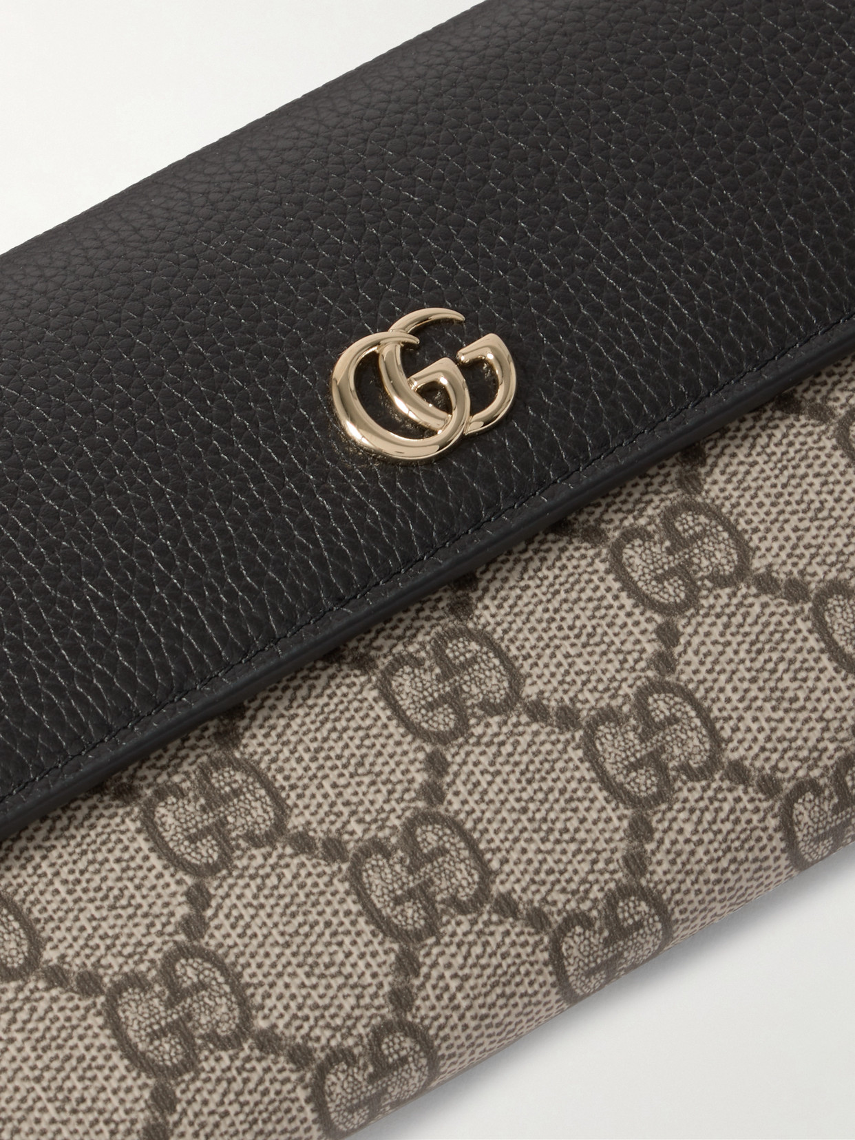 GG Marmont Petite Leather-Trimmed Coated Canvas-Jacquard Shoulder Bag