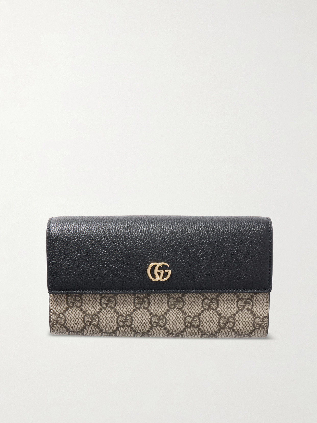 GG Marmont Petite Leather-Trimmed Coated Canvas-Jacquard Shoulder Bag