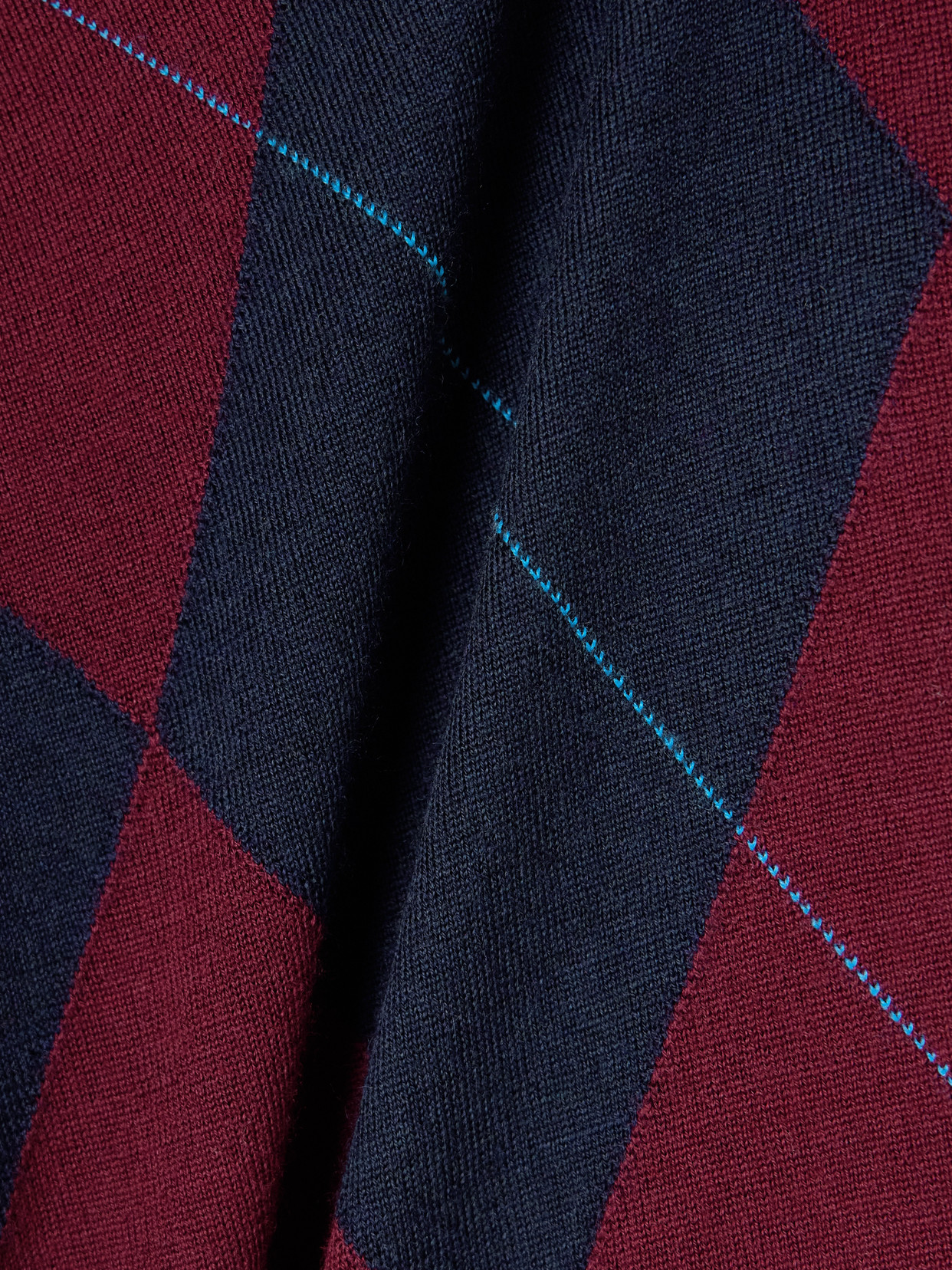 James Argyle Merino Wool Polo Sweater
