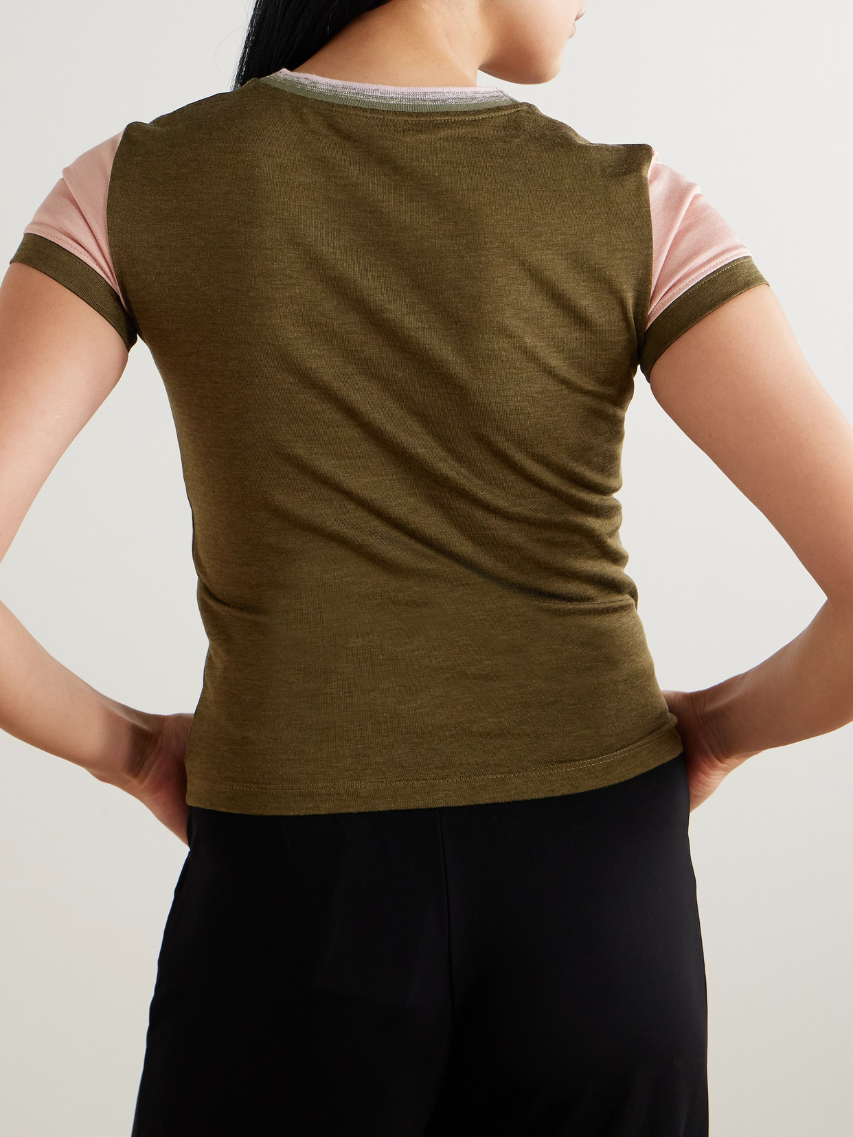 Anagram Embroidered Cotton-Blend Jersey T-Shirt
