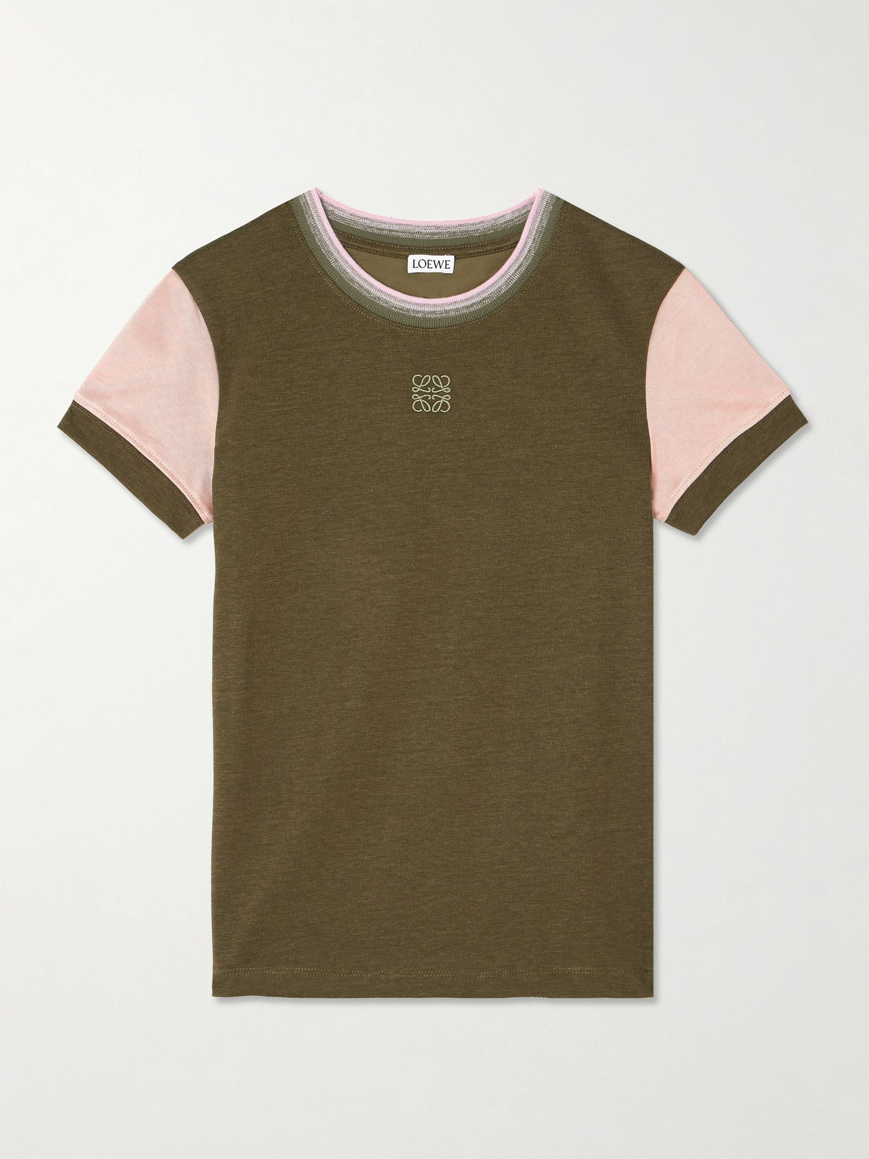 Anagram Embroidered Cotton-Blend Jersey T-Shirt