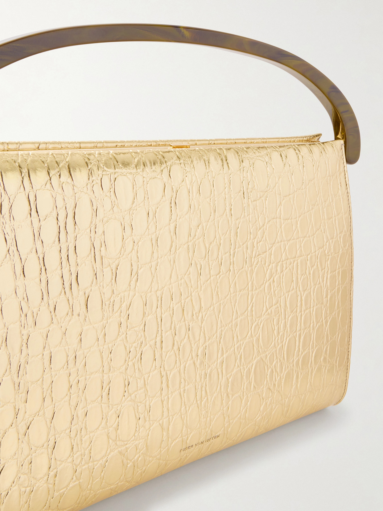 Metallic Croc-Effect Shoulder Bag
