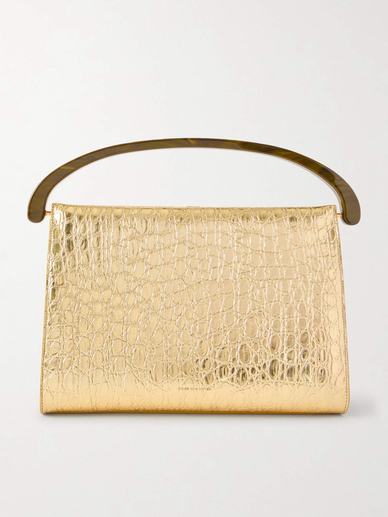 Metallic Croc-Effect Shoulder Bag