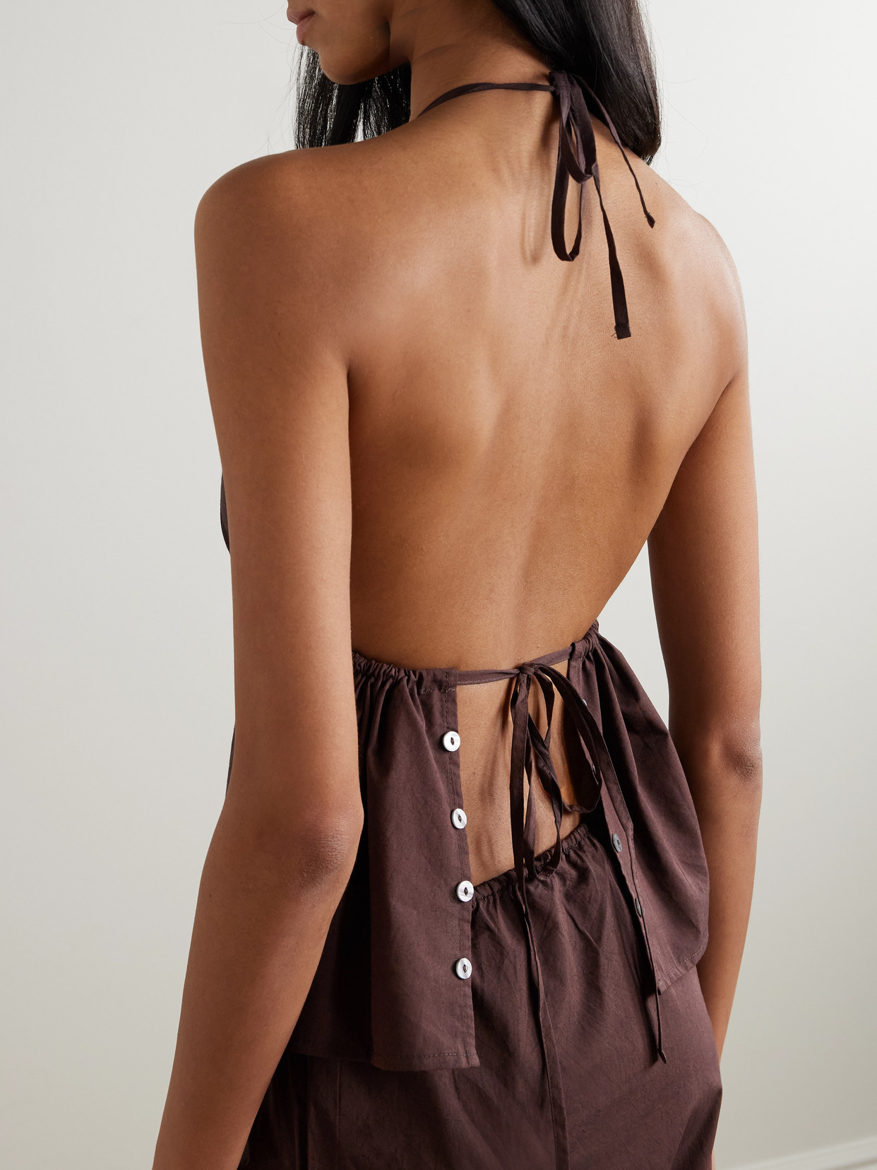 Organic Cotton-Poplin Halterneck Top