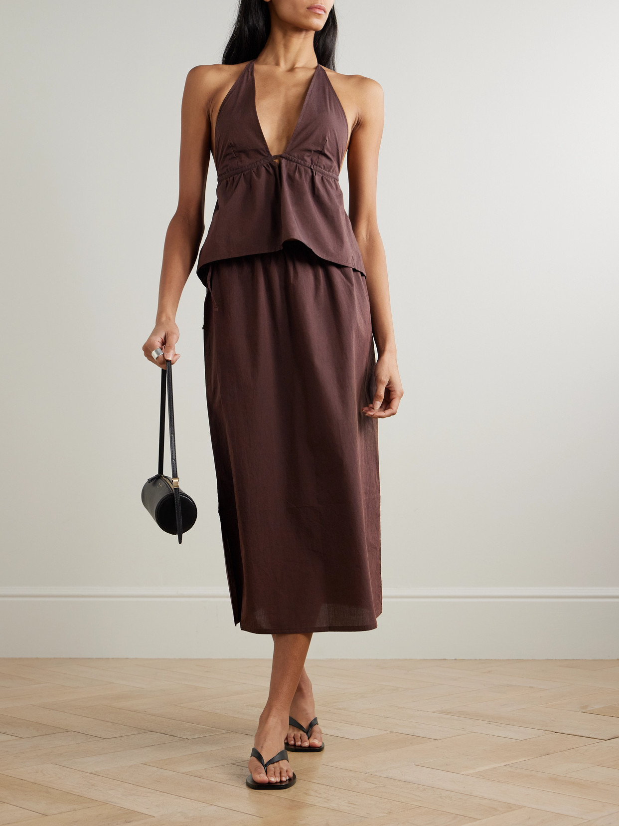 Organic Cotton-Poplin Halterneck Top