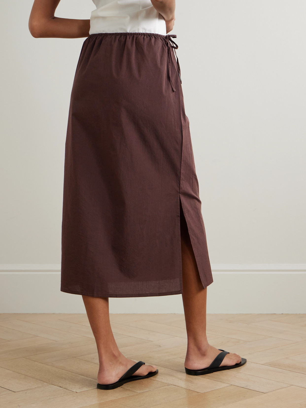 Mid Day Organic Cotton-Poplin Drawstring Midi