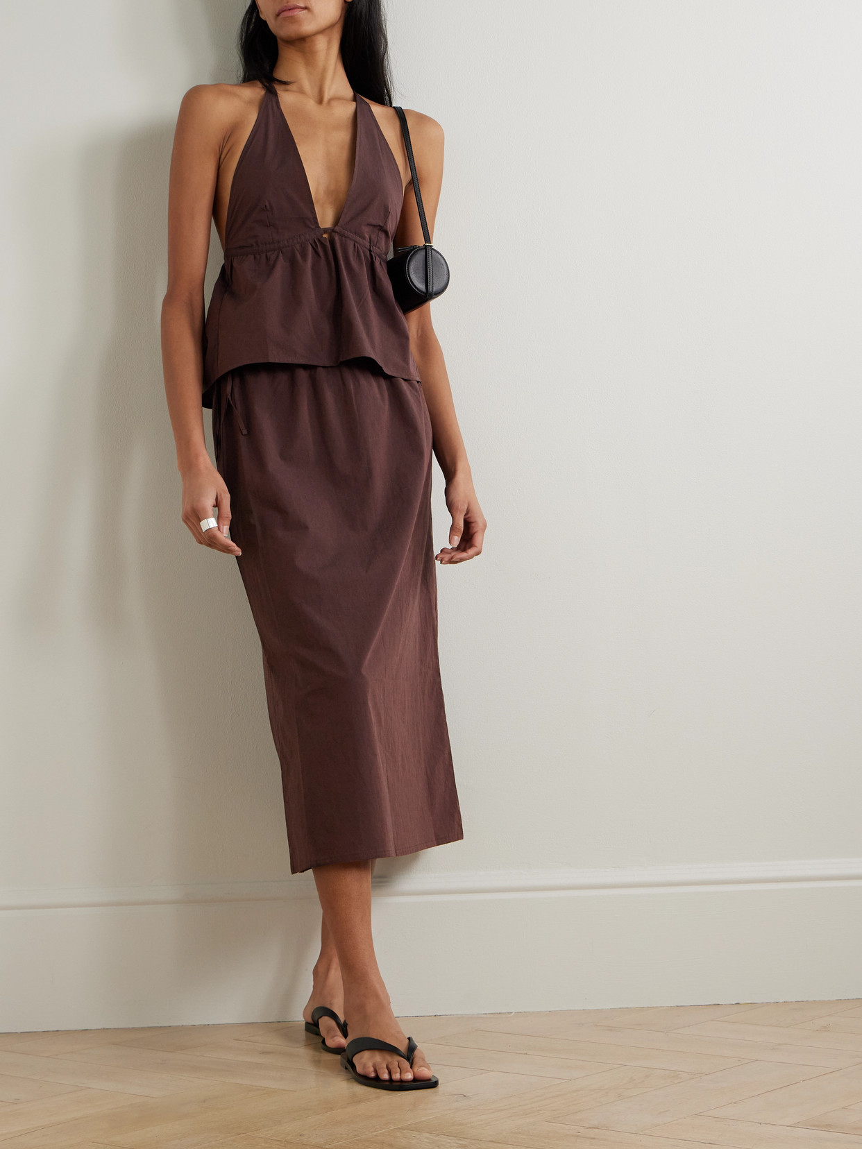 Mid Day Organic Cotton-Poplin Drawstring Midi