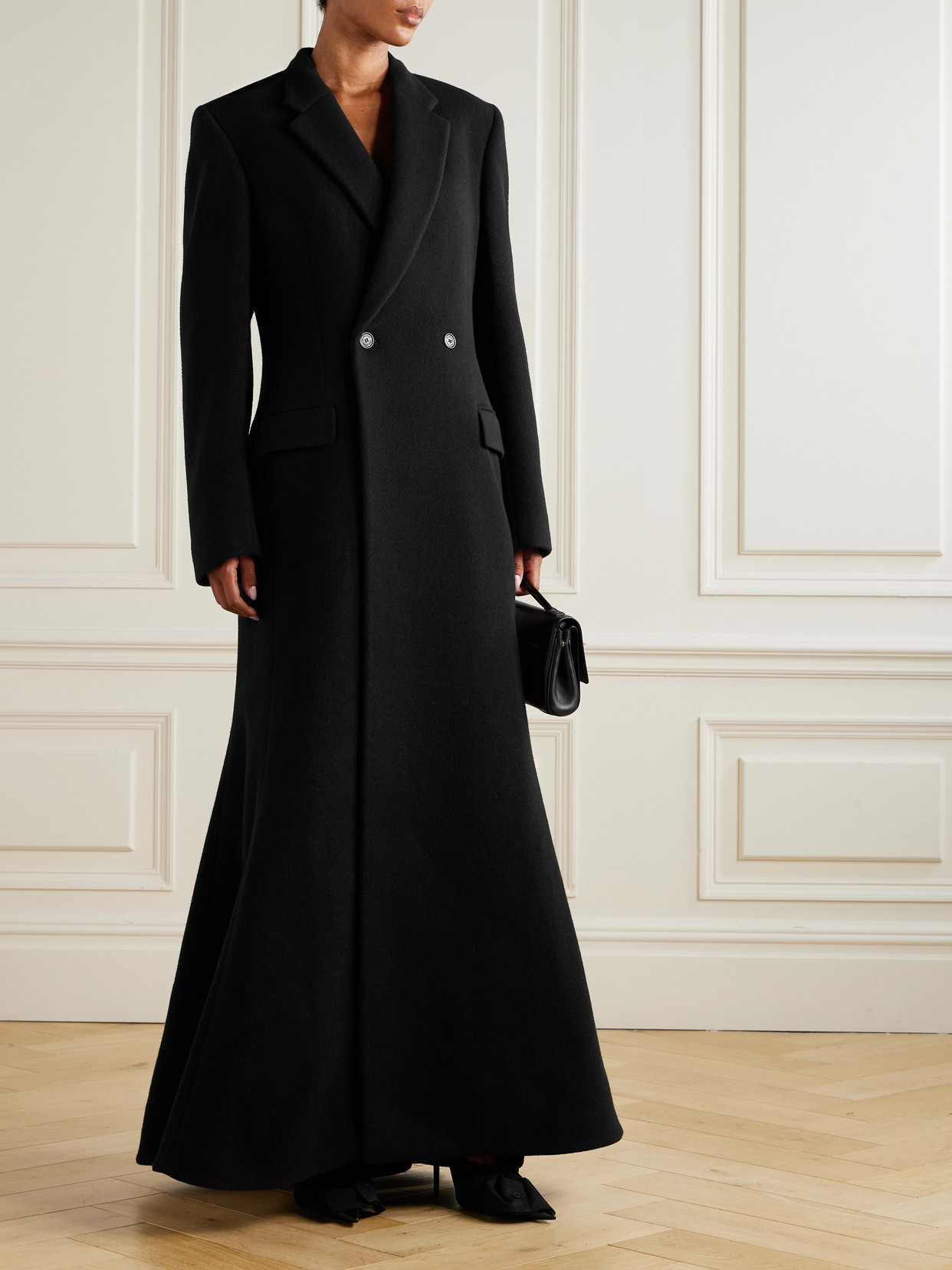 Double-Breasted Brushed Wool-Blend Coat