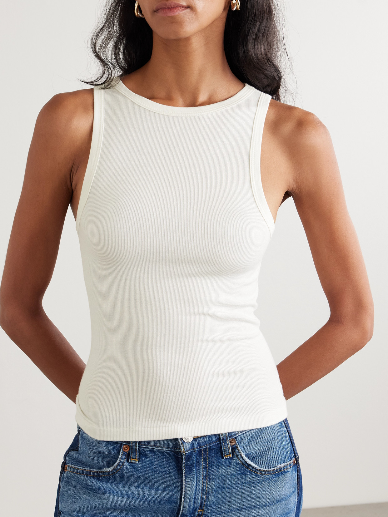 Re/Done - + Hanes Ribbed Stretch-Modal Tank