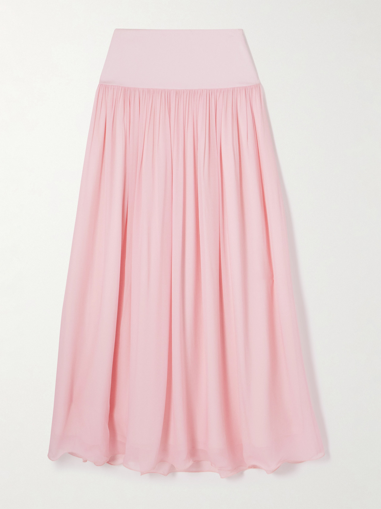 Solene Pleated Satin-Trimmed Chiffon Maxi
