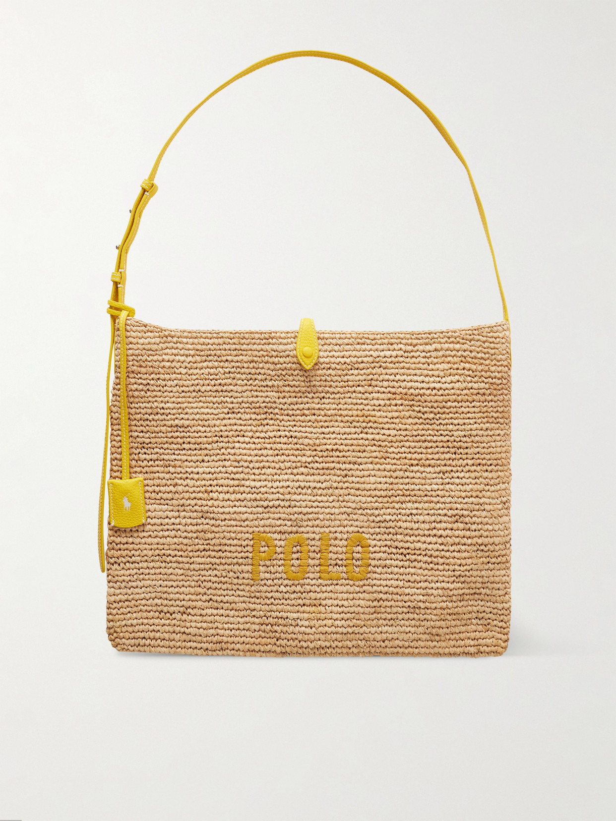 Polo Ralph Lauren - Leather-Trimmed Embroidered Raffia Shoulder Bag