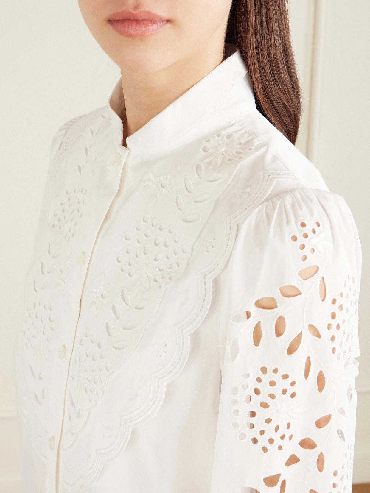 Garavani - Broderie Anglaise Cotton-Poplin Shirt