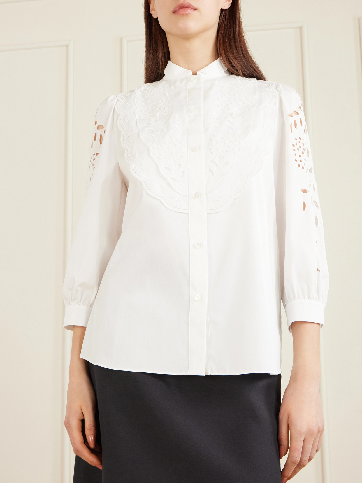 Garavani - Broderie Anglaise Cotton-Poplin Shirt