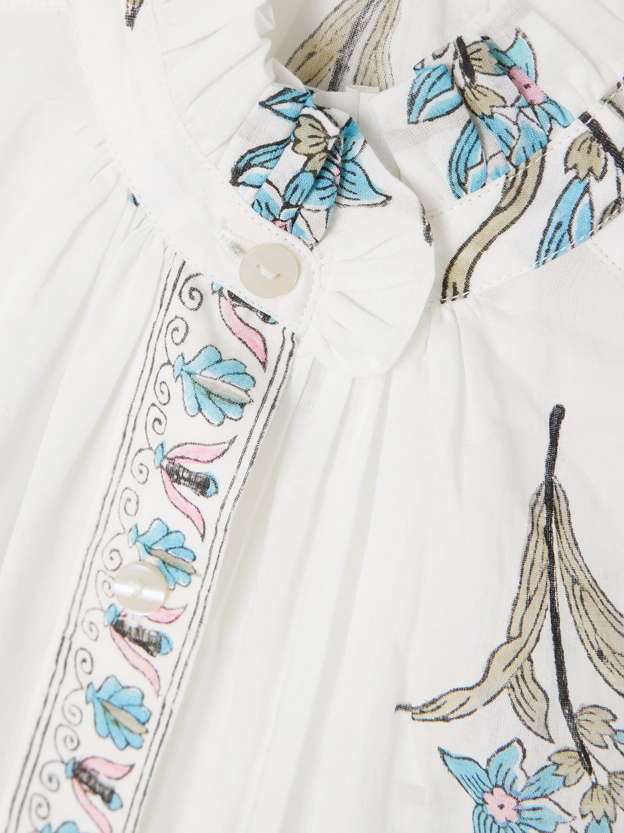 Artemis Sky Ruffled Floral-Print Cotton-Voile Shirt