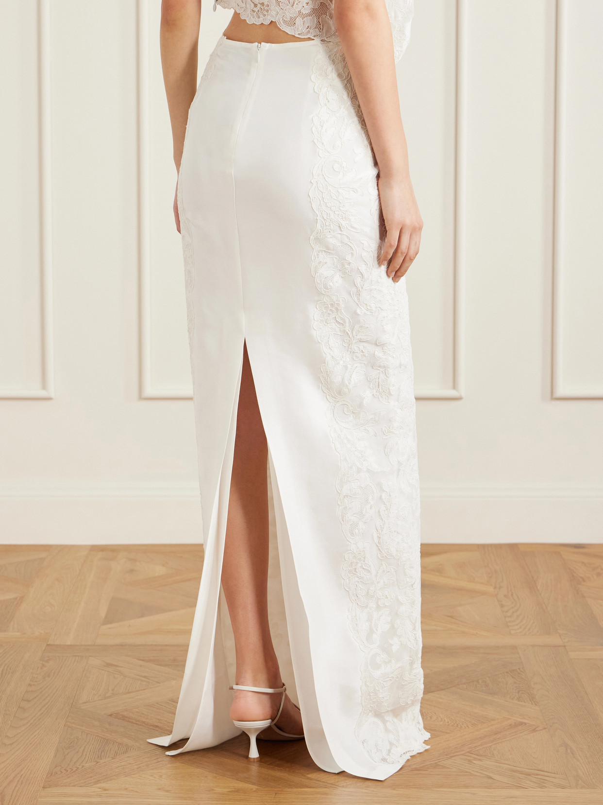 Reverie Lace And Silk-Satin Skirt