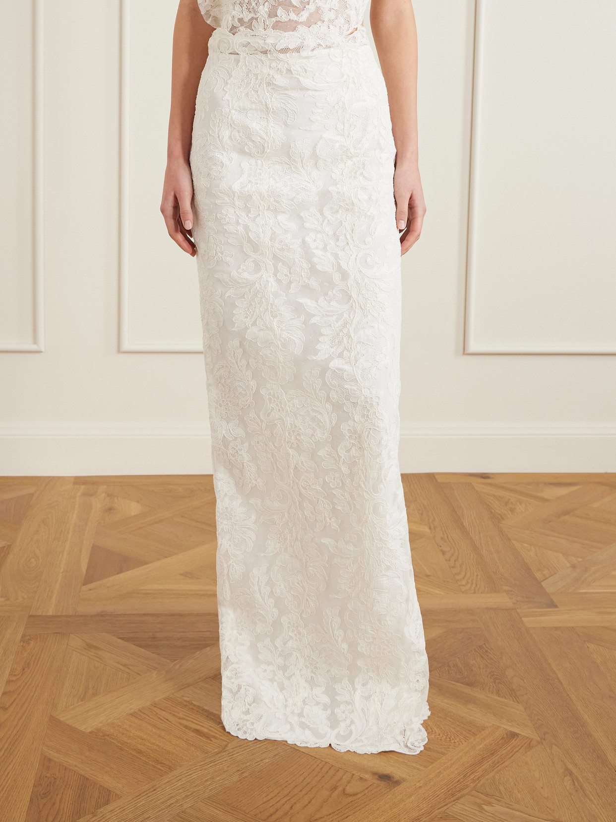Reverie Lace And Silk-Satin Skirt