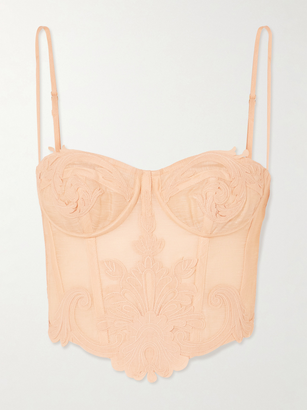 Rebellion Appliquéd Linen And Silk-Blend Corset Top