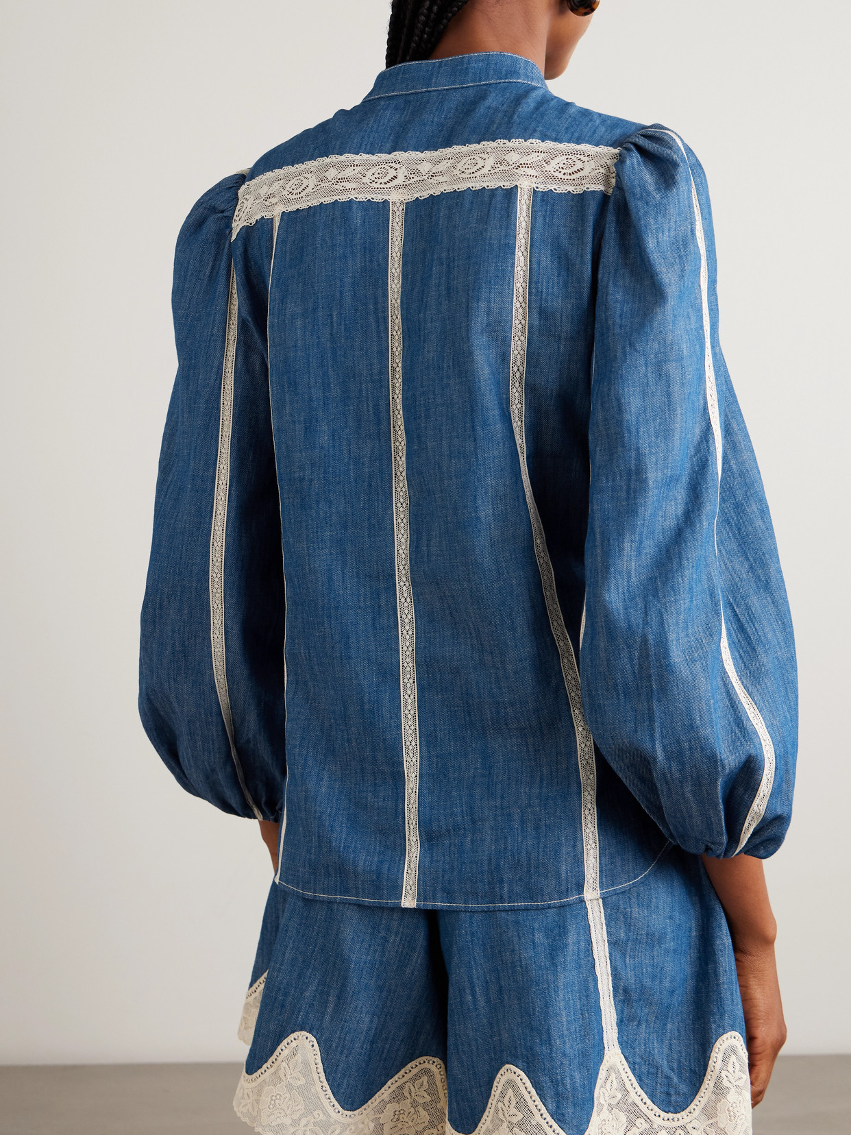 Awaken Lace-Trimmed Denim Shirt