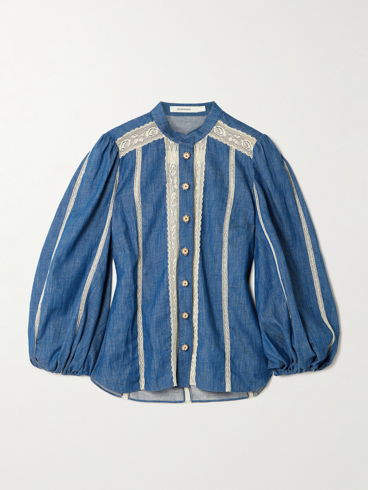 Awaken Lace-Trimmed Denim Shirt