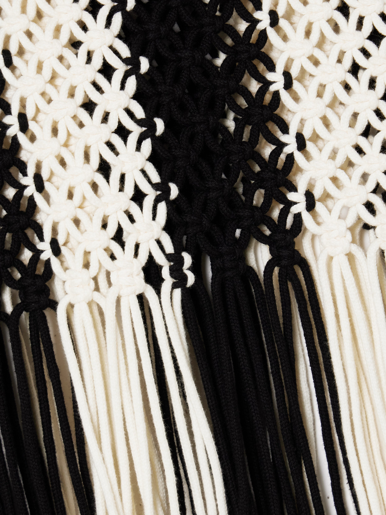 Wanderlust Fringed Striped Macramé Cotton Top