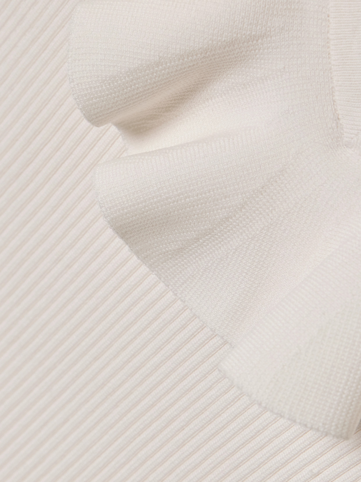 Awaken Ruffled Ribbed-Knit Top