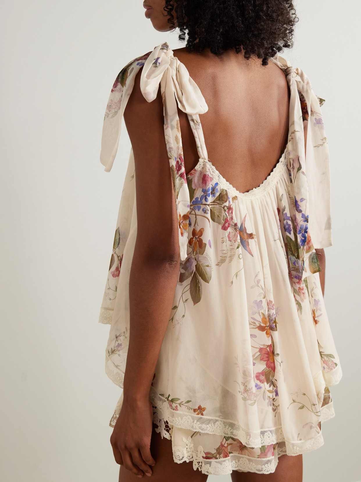 Patience Lace-Trimmed Floral-Print Cotton And Silk-Blend Top