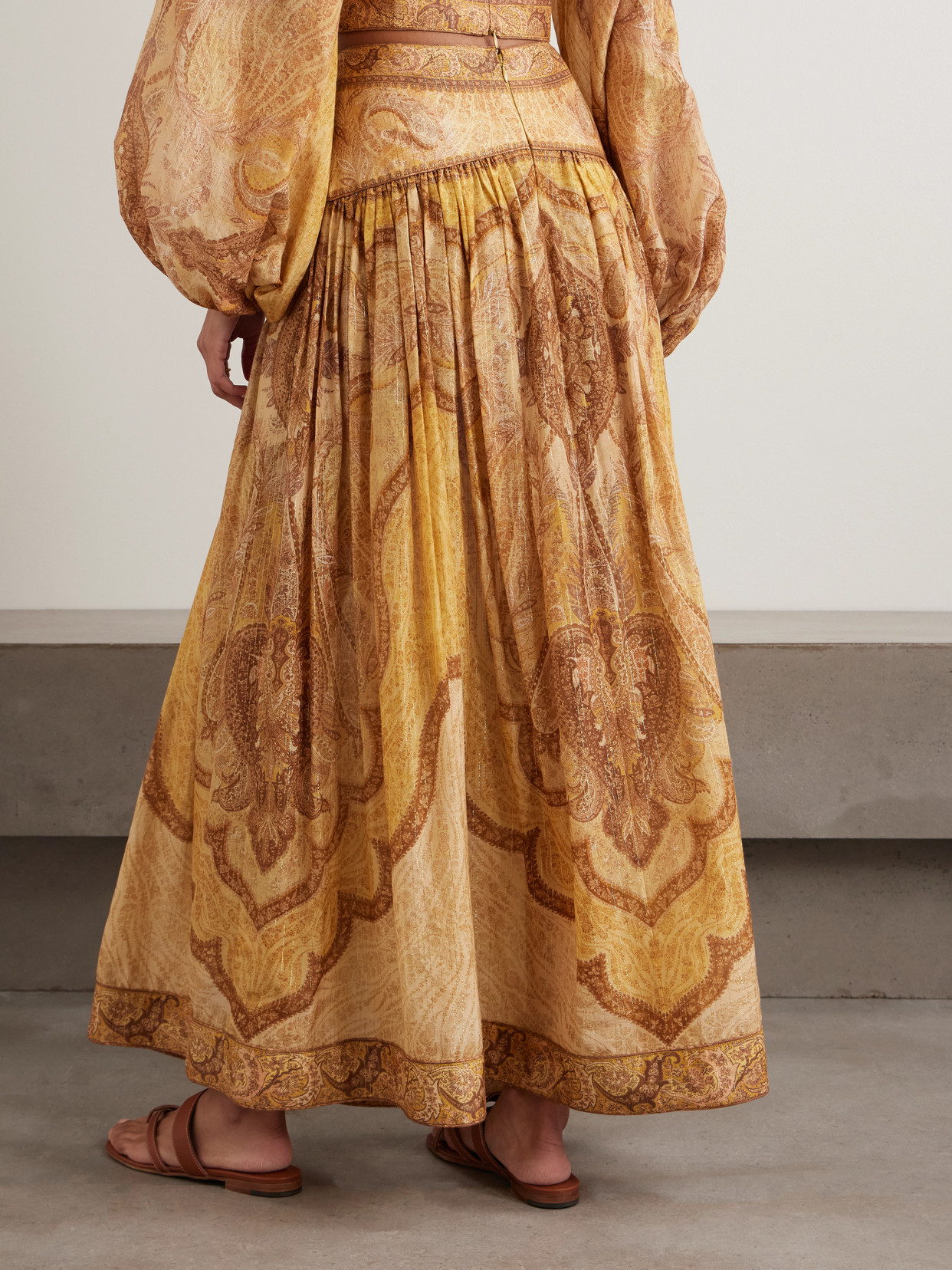 Wanderlust Gathered Printed Cotton-Blend Maxi