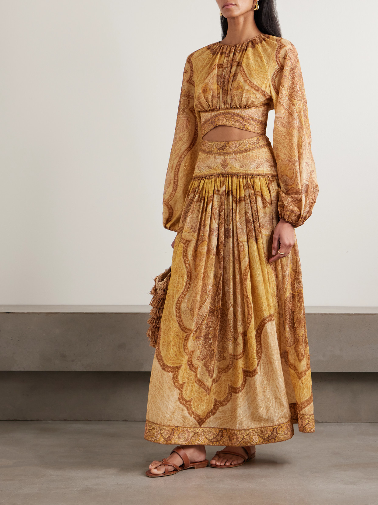 Wanderlust Gathered Printed Cotton-Blend Maxi