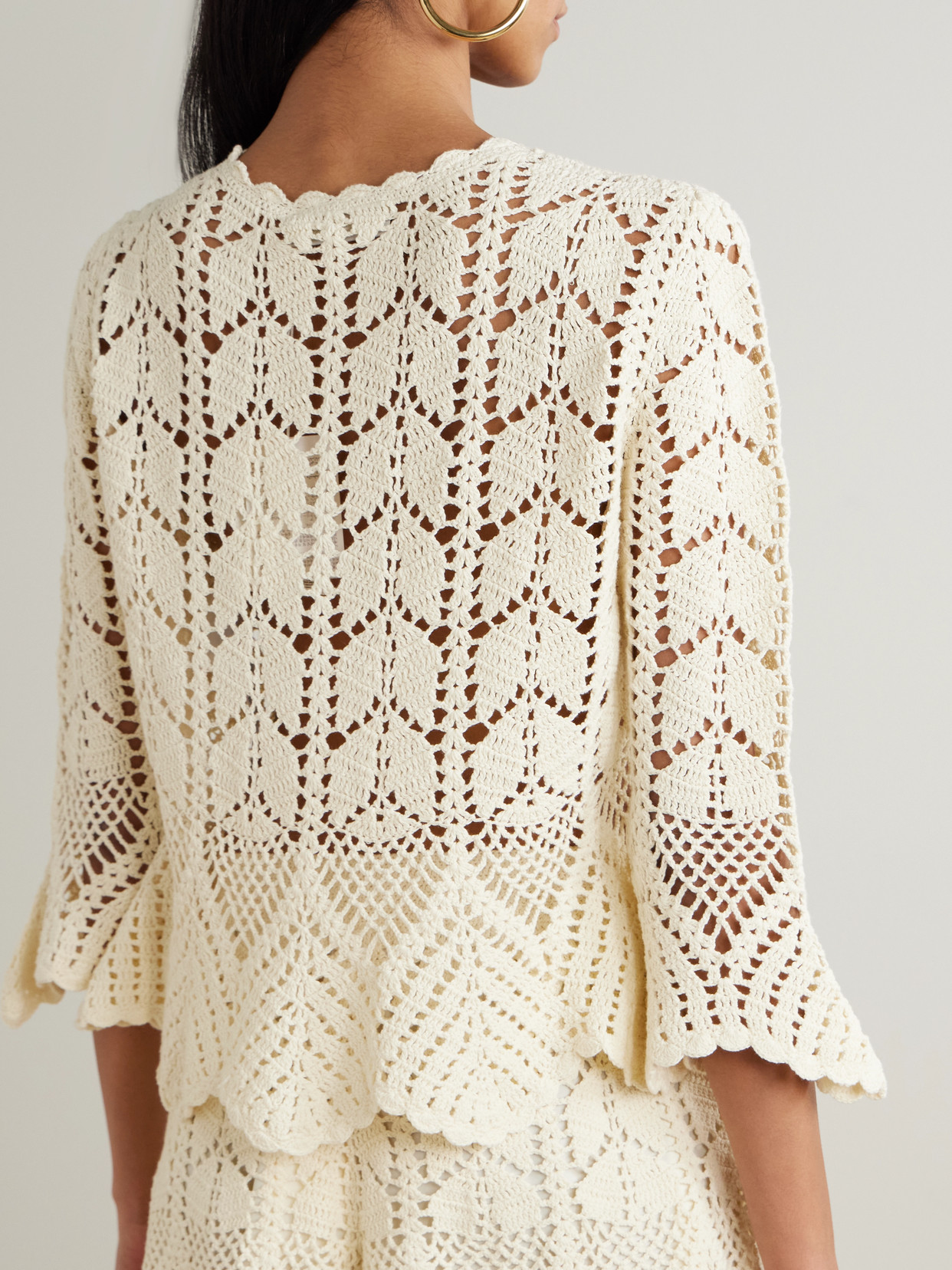 Awaken Scalloped Crocheted Cotton Top
