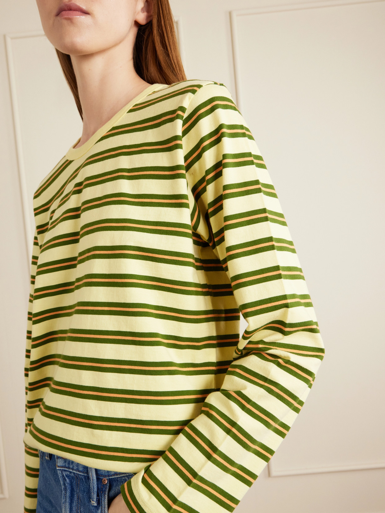 Boyfriend Striped Cotton-Jersey T-Shirt