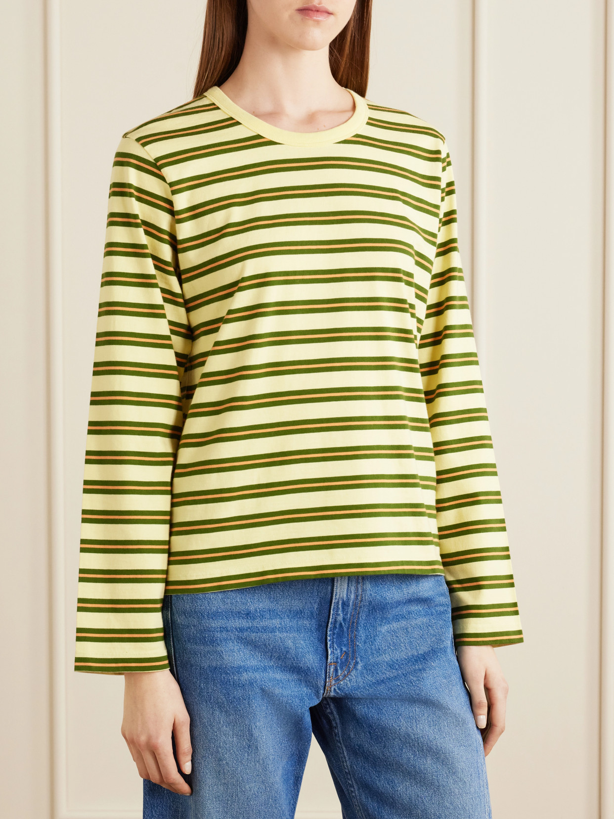 Boyfriend Striped Cotton-Jersey T-Shirt