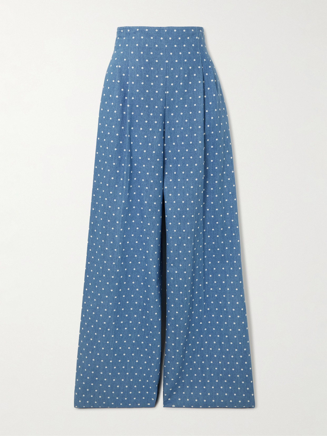 Marisol Pleated Polka-Dot Wide Jeans