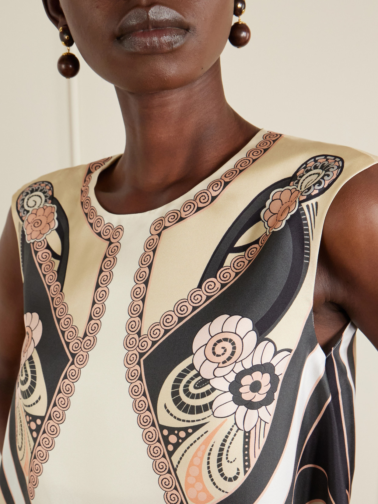 San Carlo Asymmetric Printed Silk-Twill Blouse