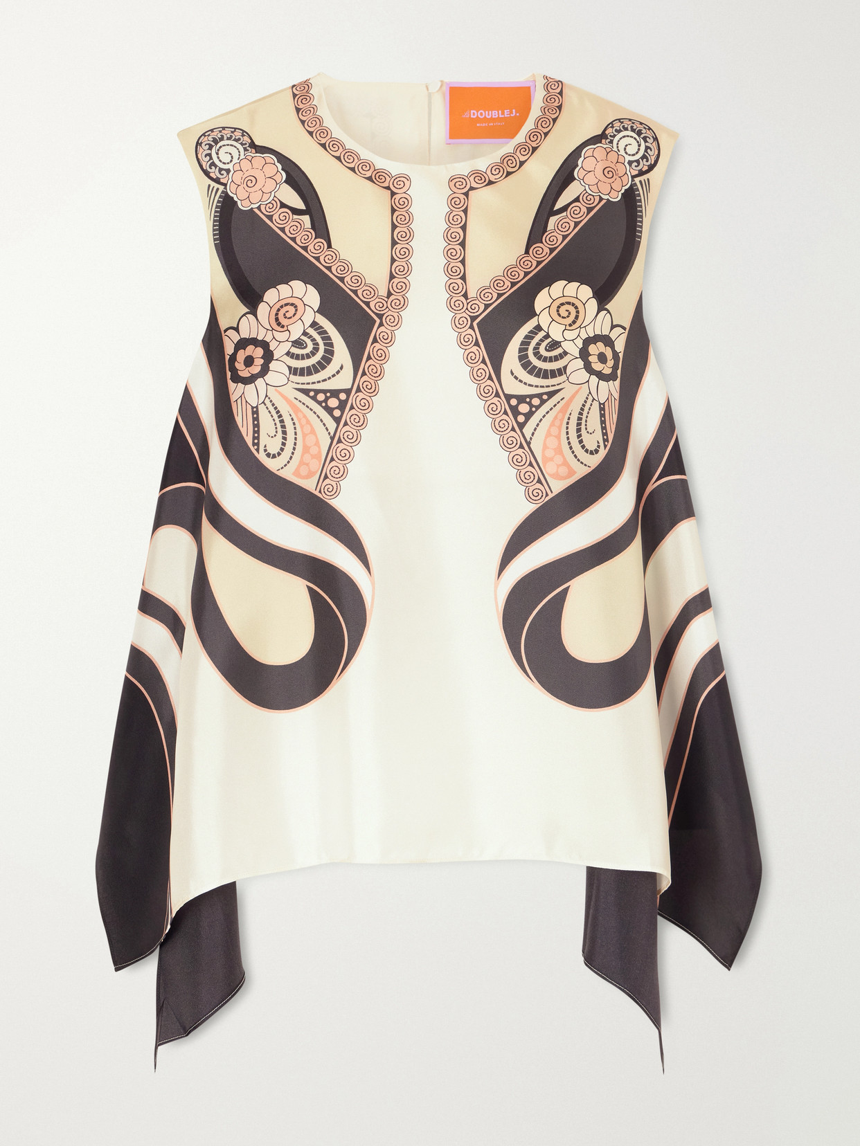 San Carlo Asymmetric Printed Silk-Twill Blouse