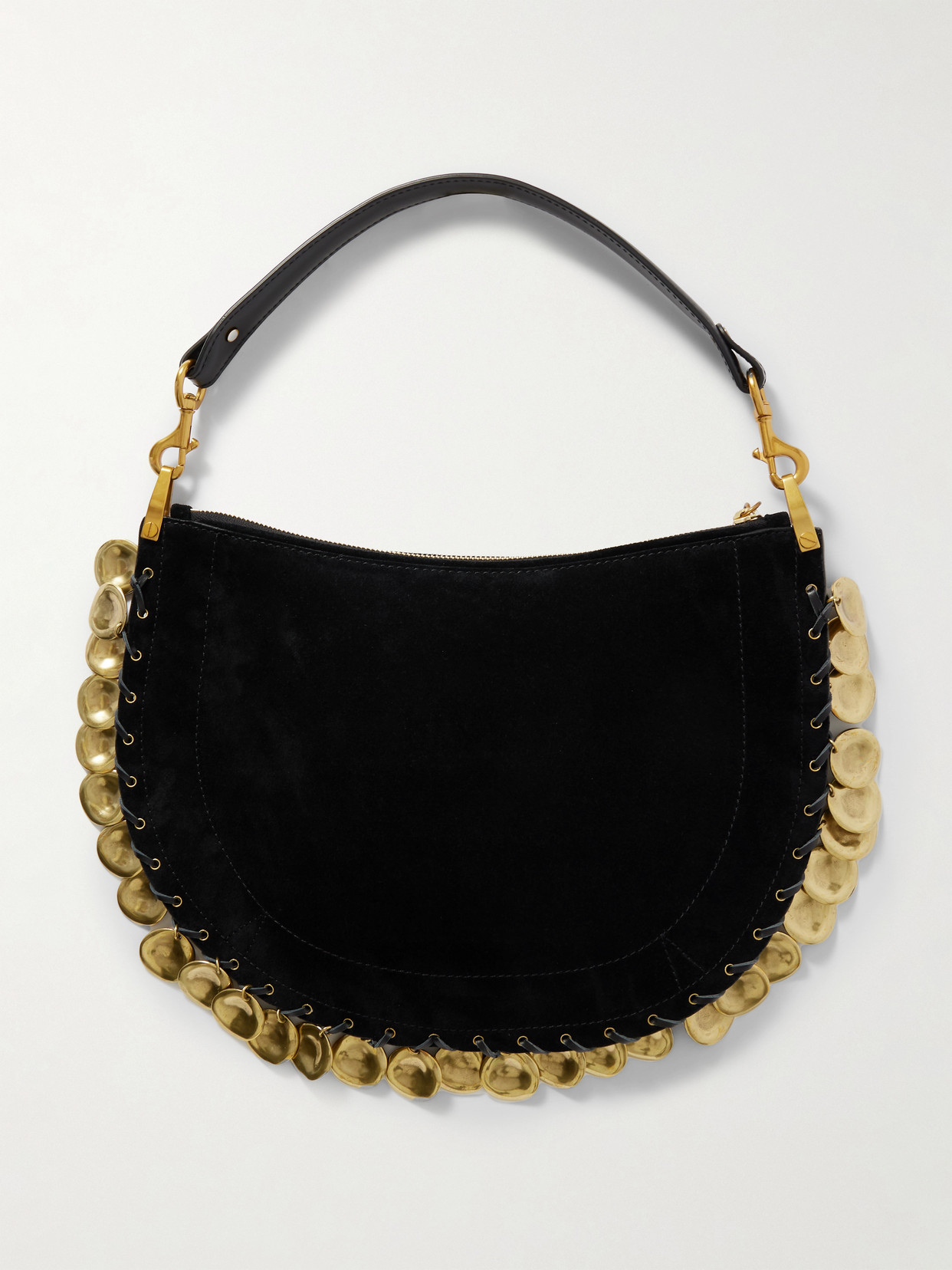 Oskan Soft Embellished Leather-Trimmed Suede Tote