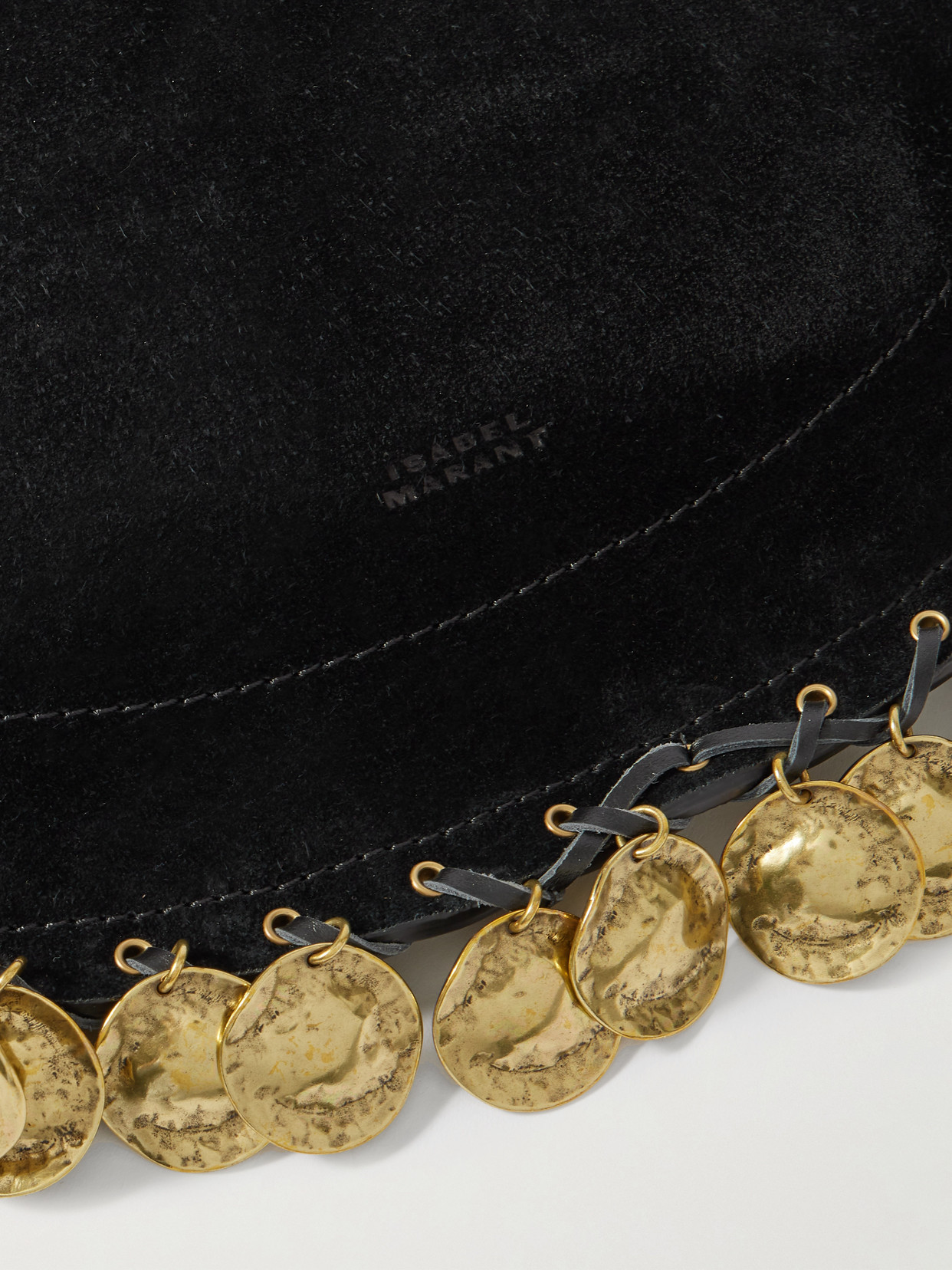 Oskan Soft Embellished Leather-Trimmed Suede Tote