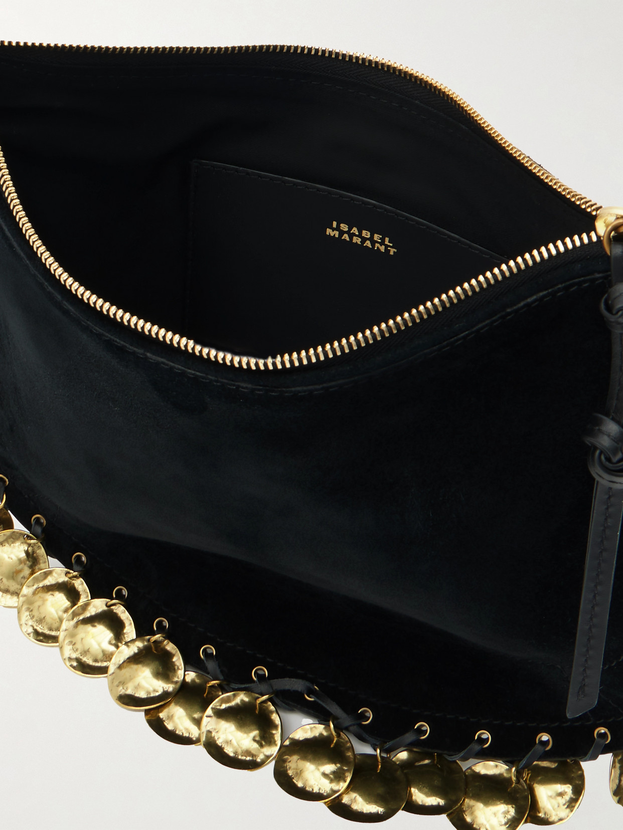 Oskan Soft Embellished Leather-Trimmed Suede Tote