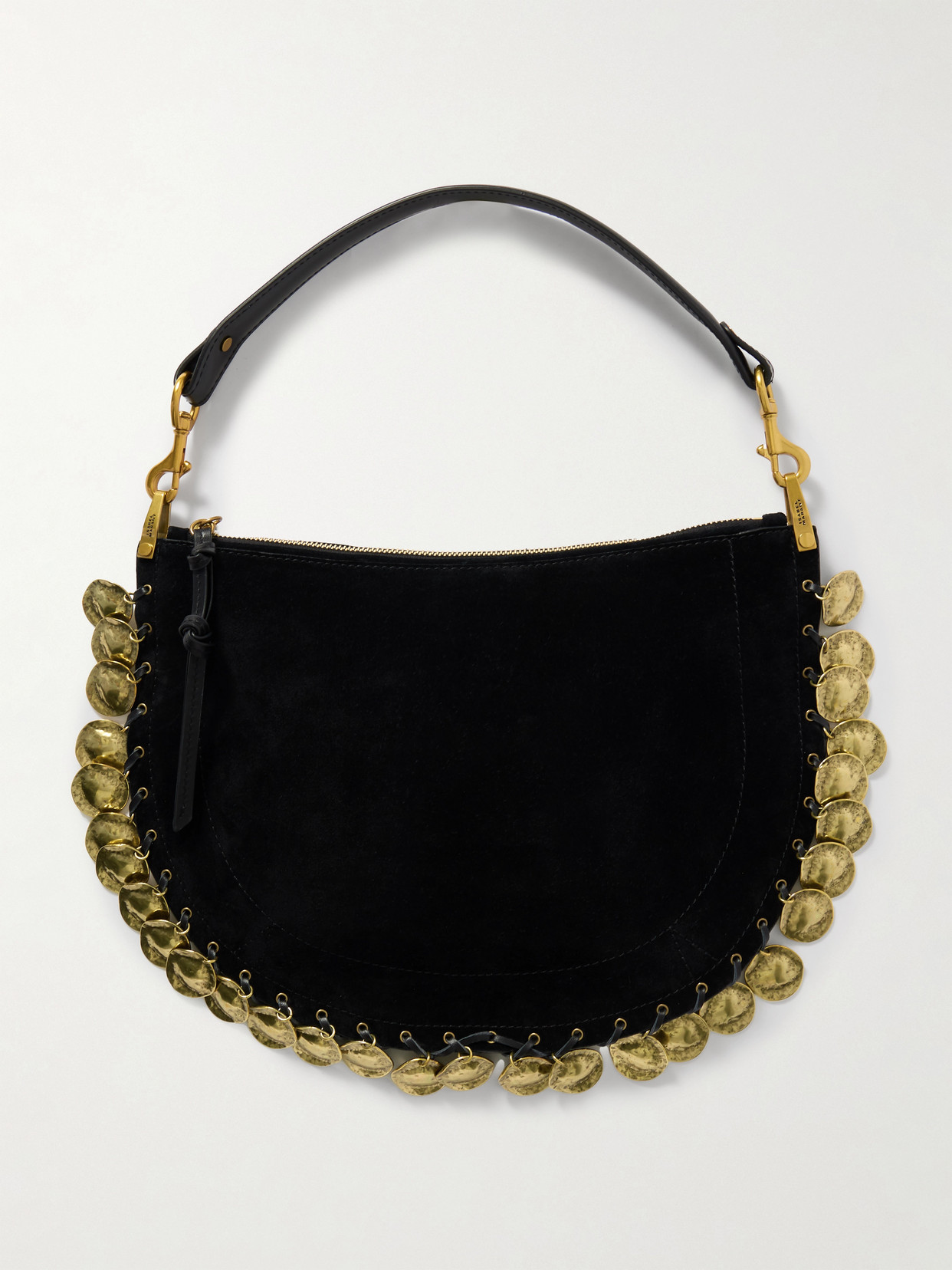 Oskan Soft Embellished Leather-Trimmed Suede Tote